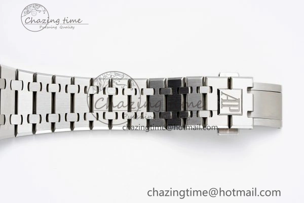 Breathable Royal Oak 41mm 15500 SS APSF 1:1 Best Edition White Textured Dial on SS Bracelet A4302 Super Clone 4735