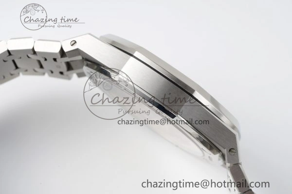 Breathable Royal Oak 41mm 15500 SS APSF 1:1 Best Edition White Textured Dial on SS Bracelet A4302 Super Clone 4735