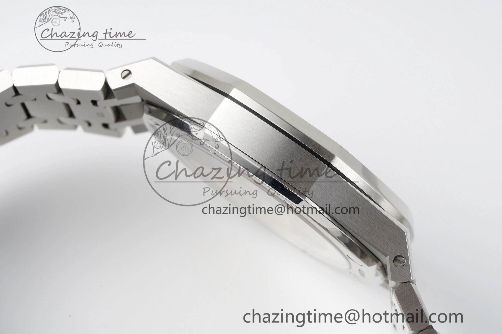 Breathable Royal Oak 41mm 15500 SS APSF 1:1 Best Edition White Textured Dial on SS Bracelet A4302 Super Clone 4735