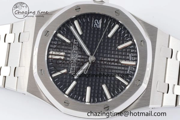 Royal Oak 41mm 15500 SS BF 1:1 Best Edition Black Textured Dial on SS Bracelet A Premium 4607