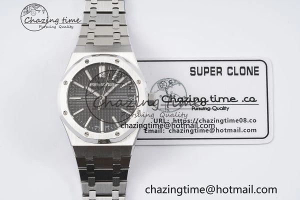 Royal Oak 41mm 15500 SS BF 1:1 Best Edition Black Textured Dial on SS Bracelet A Premium 4607