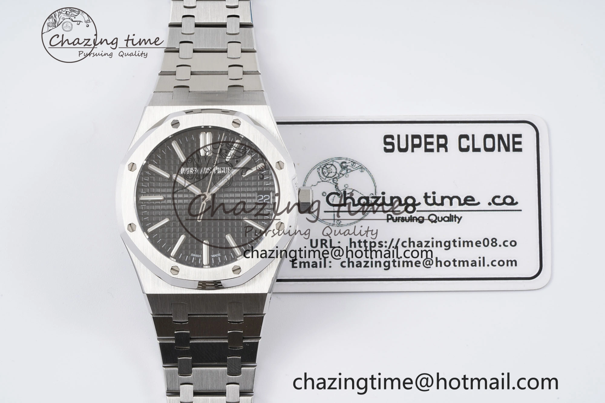 Royal Oak 41mm 15500 SS BF 1:1 Best Edition Black Textured Dial on SS Bracelet A Premium 4607