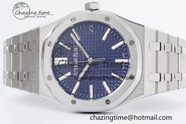 ZeroBulk Royal Oak 41mm 15500 SS BF 1:1 Best Edition Blue Textured Dial on SS Bracelet A 4602