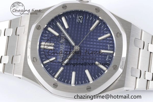 ZeroBulk Royal Oak 41mm 15500 SS BF 1:1 Best Edition Blue Textured Dial on SS Bracelet A 4602
