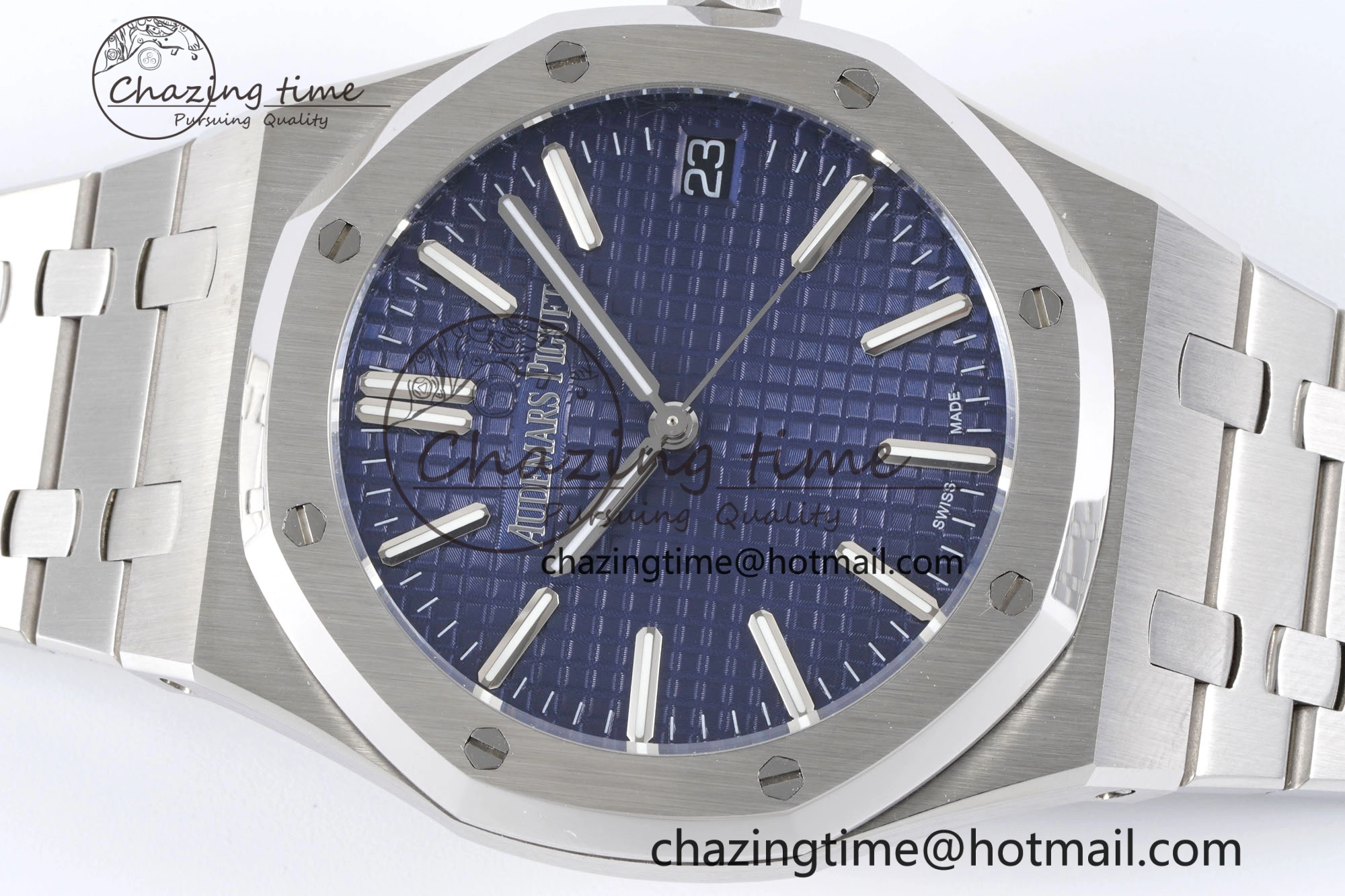 ZeroBulk Royal Oak 41mm 15500 SS BF 1:1 Best Edition Blue Textured Dial on SS Bracelet A 4602