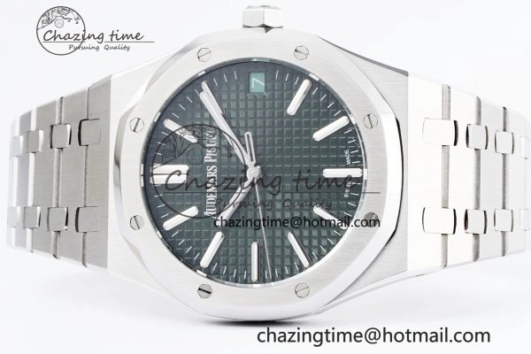 Royal Oak 41mm 15500 SS BF 1:1 Best Edition Green Textured Dial on SS Bracelet A Affordable 4604