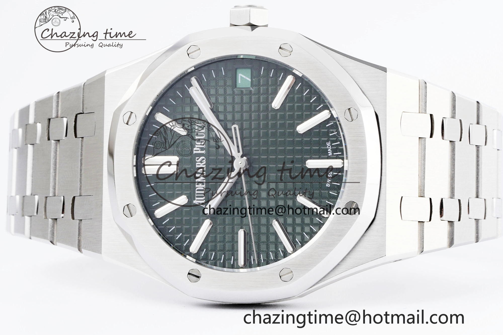 Royal Oak 41mm 15500 SS BF 1:1 Best Edition Green Textured Dial on SS Bracelet A Affordable 4604