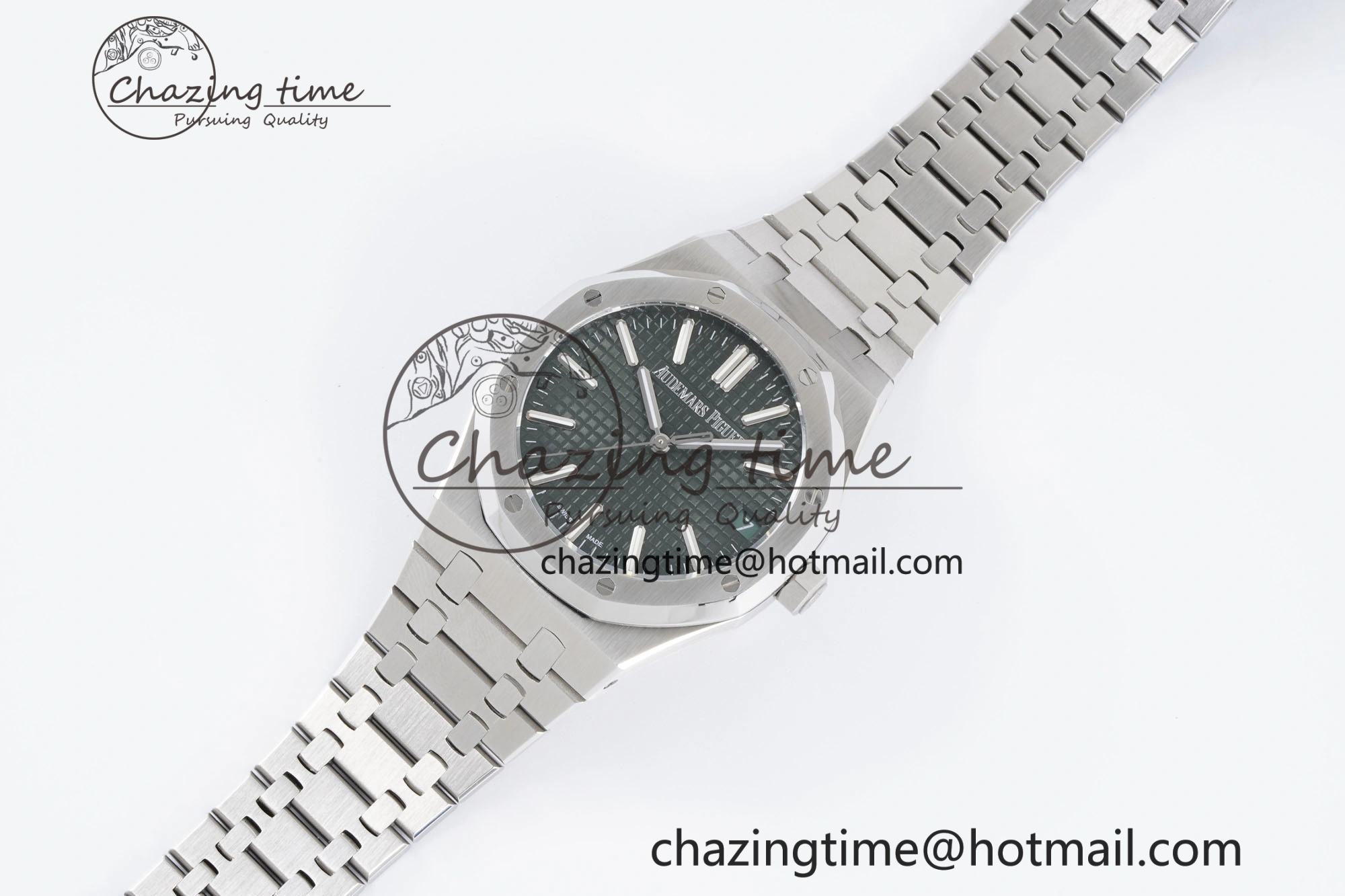 Royal Oak 41mm 15500 SS BF 1:1 Best Edition Green Textured Dial on SS Bracelet A Affordable 4604