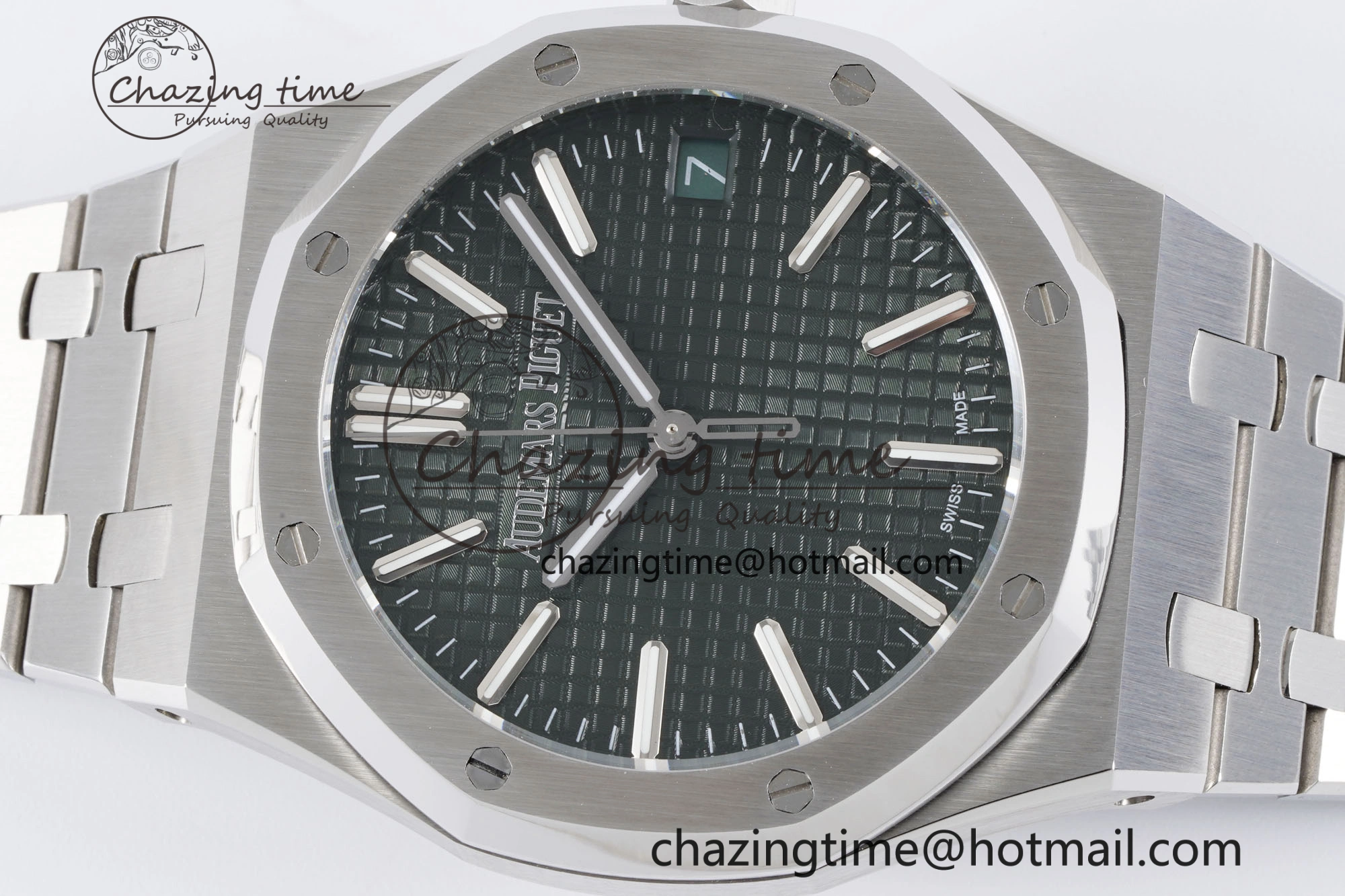 Royal Oak 41mm 15500 SS BF 1:1 Best Edition Green Textured Dial on SS Bracelet A Affordable 4604