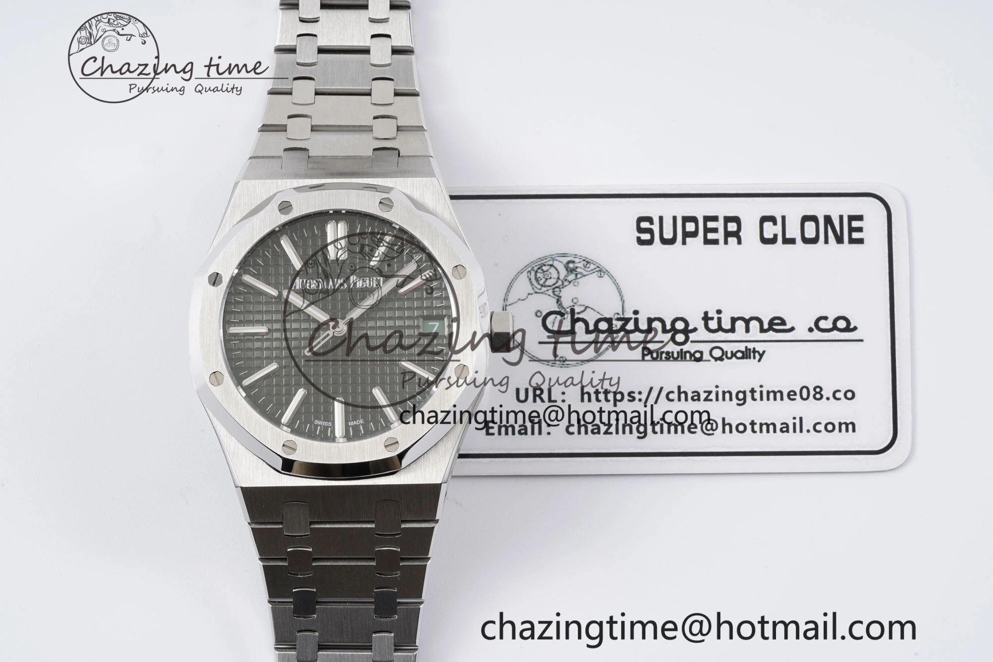 Royal Oak 41mm 15500 SS BF 1:1 Best Edition Green Textured Dial on SS Bracelet A Affordable 4604
