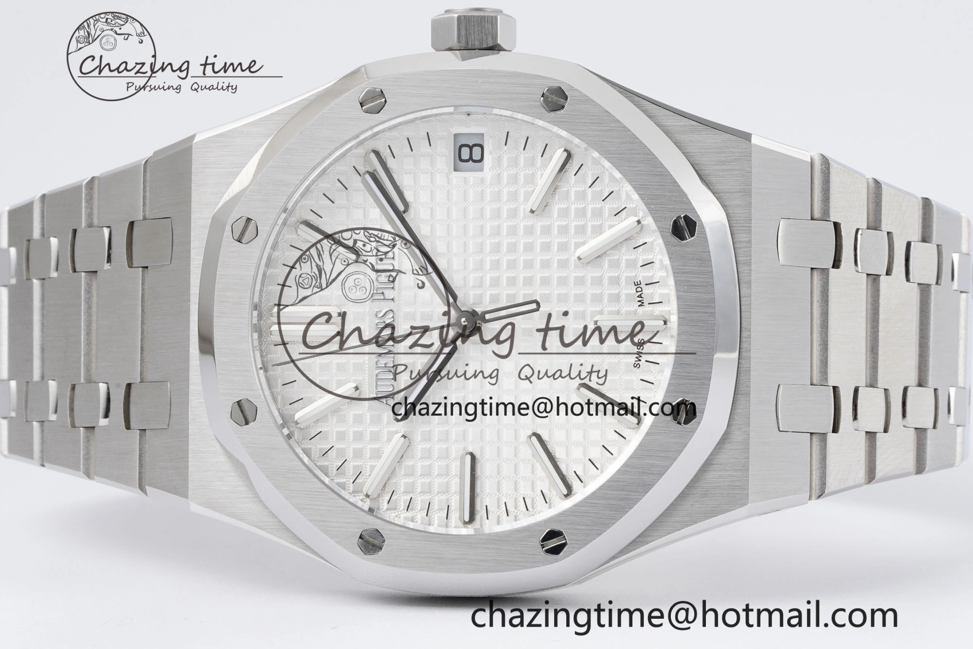 Resilient Royal Oak 41mm 15500 SS BF 1:1 Best Edition White Textured Dial on SS Bracelet A 4605
