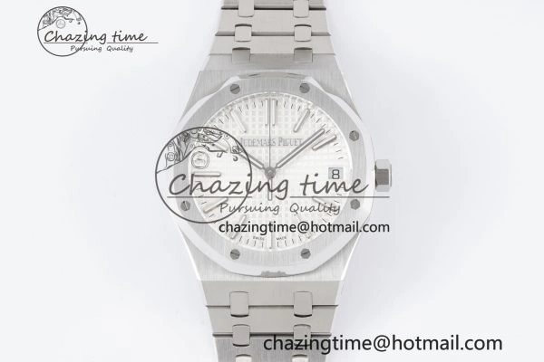 Resilient Royal Oak 41mm 15500 SS BF 1:1 Best Edition White Textured Dial on SS Bracelet A 4605