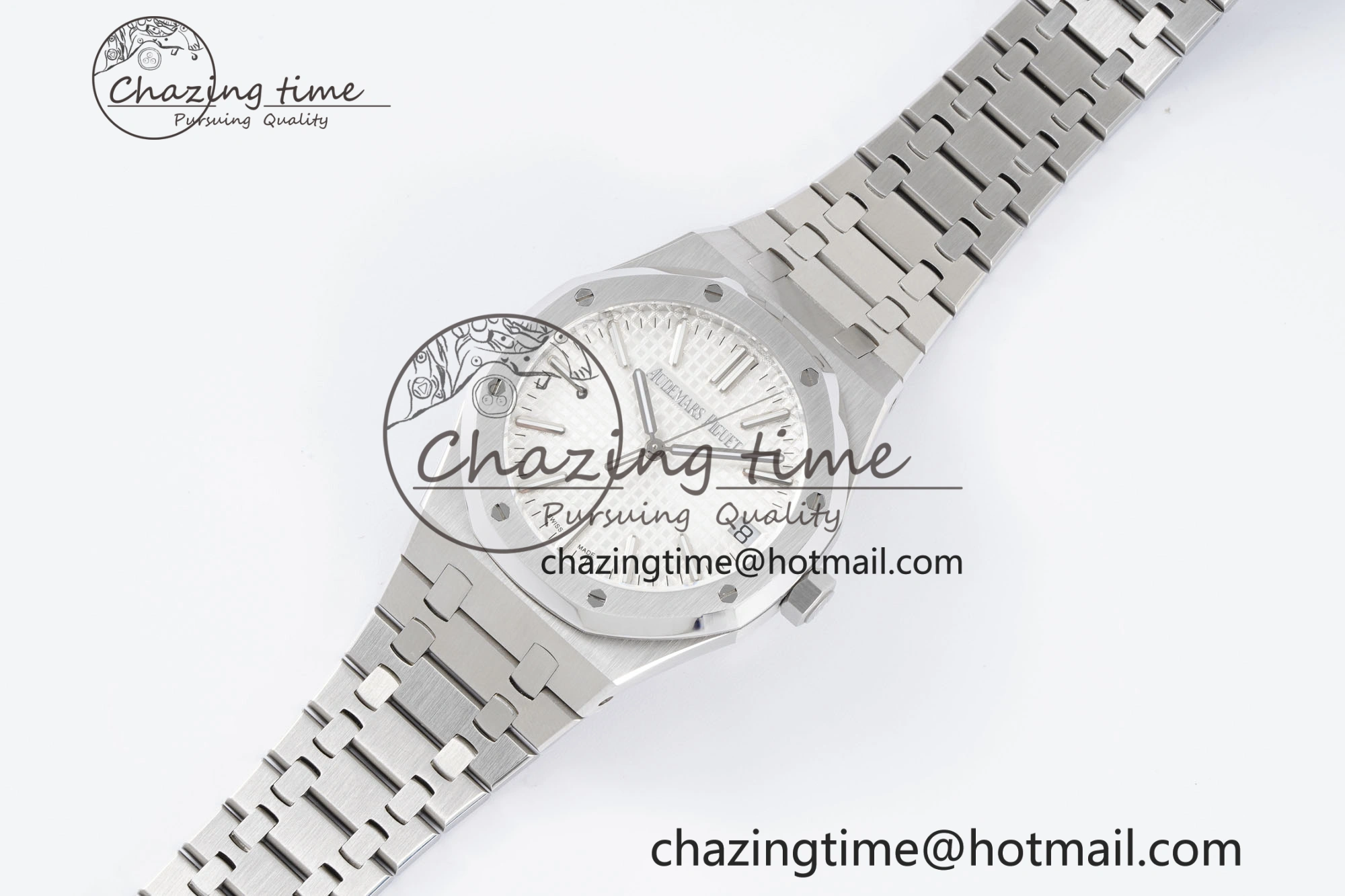 Resilient Royal Oak 41mm 15500 SS BF 1:1 Best Edition White Textured Dial on SS Bracelet A 4605