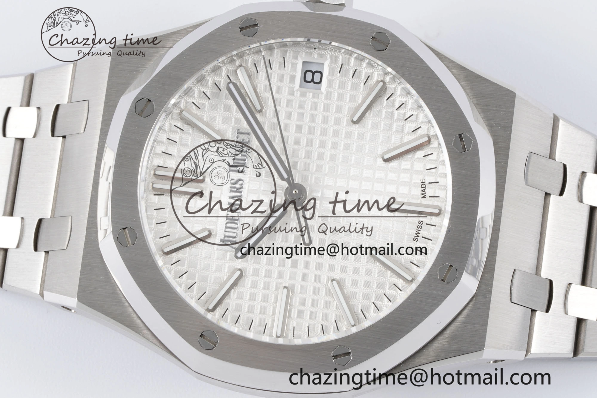 Resilient Royal Oak 41mm 15500 SS BF 1:1 Best Edition White Textured Dial on SS Bracelet A 4605