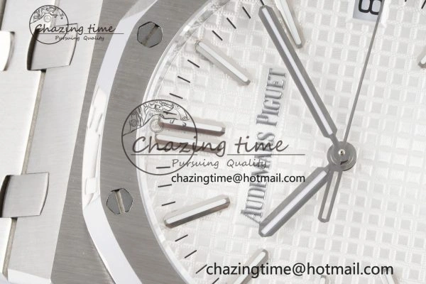 Resilient Royal Oak 41mm 15500 SS BF 1:1 Best Edition White Textured Dial on SS Bracelet A 4605