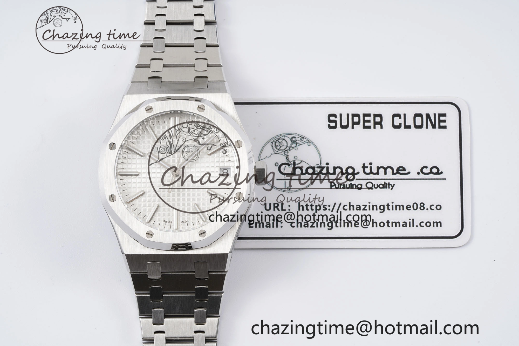 Resilient Royal Oak 41mm 15500 SS BF 1:1 Best Edition White Textured Dial on SS Bracelet A 4605
