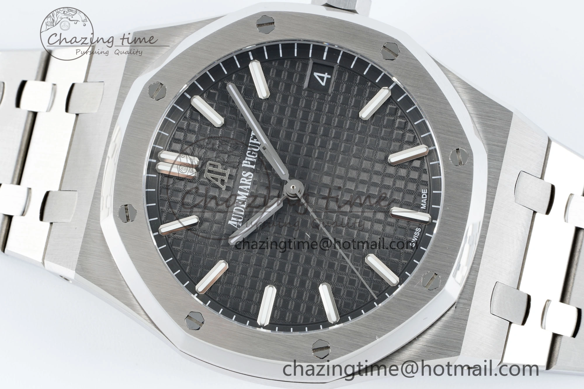 Popular Royal Oak 41mm 15500 SS IPF 1:1 Best Edition Black Textured Dial on SS Bracelet SA4302 Super Clone 4688