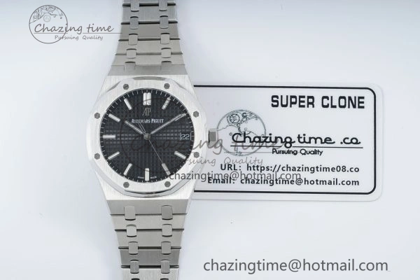 Popular Royal Oak 41mm 15500 SS IPF 1:1 Best Edition Black Textured Dial on SS Bracelet SA4302 Super Clone 4688