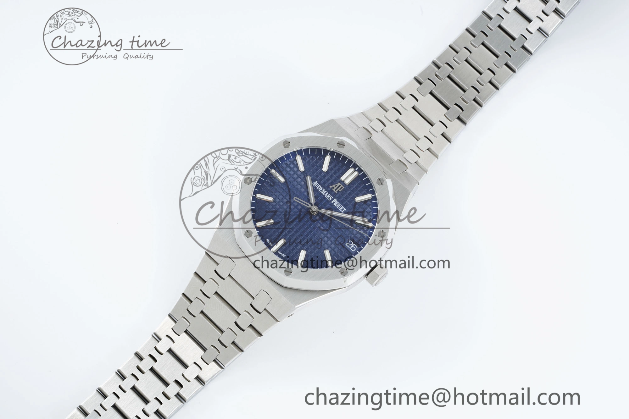 Royal Oak 41mm 15500 SS IPF 1:1 Best Edition Blue Textured Dial on SS Bracelet SA4302 Super Clone Unisex 4689