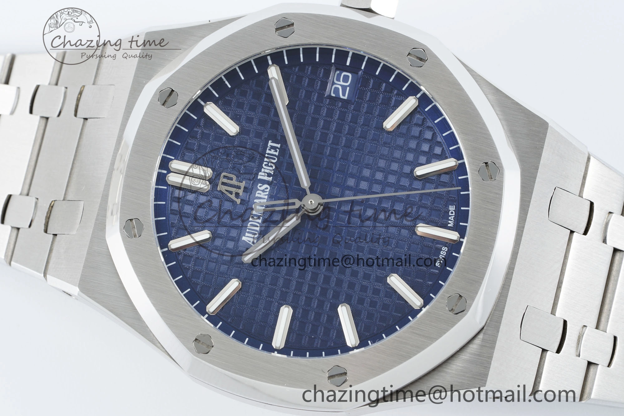 Royal Oak 41mm 15500 SS IPF 1:1 Best Edition Blue Textured Dial on SS Bracelet SA4302 Super Clone Unisex 4689