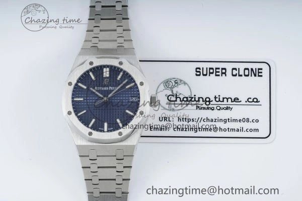 Royal Oak 41mm 15500 SS IPF 1:1 Best Edition Blue Textured Dial on SS Bracelet SA4302 Super Clone Unisex 4689