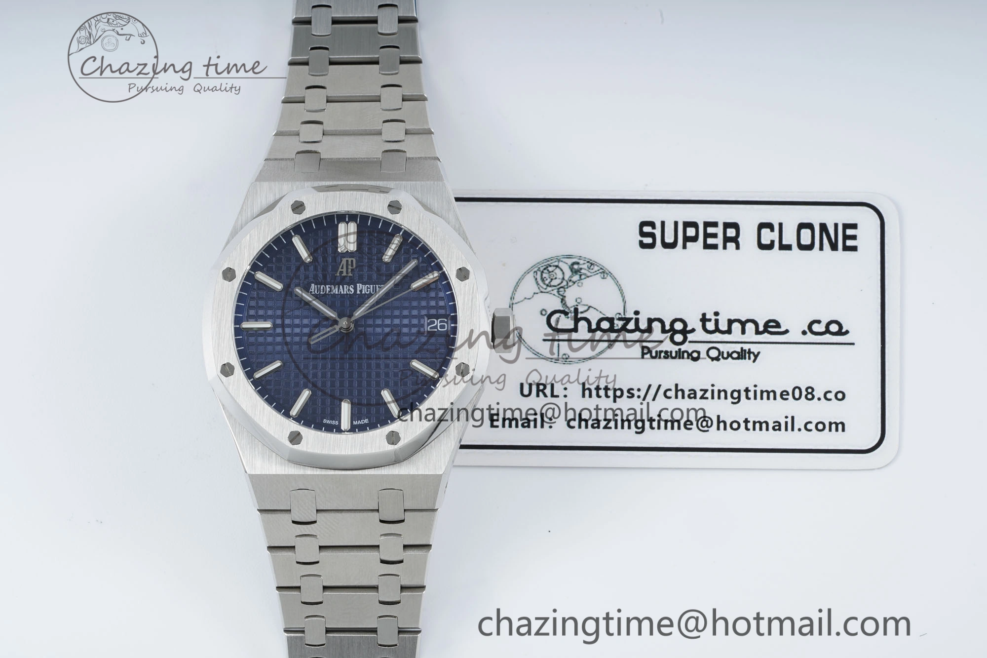 Royal Oak 41mm 15500 SS IPF 1:1 Best Edition Blue Textured Dial on SS Bracelet SA4302 Super Clone Unisex 4689