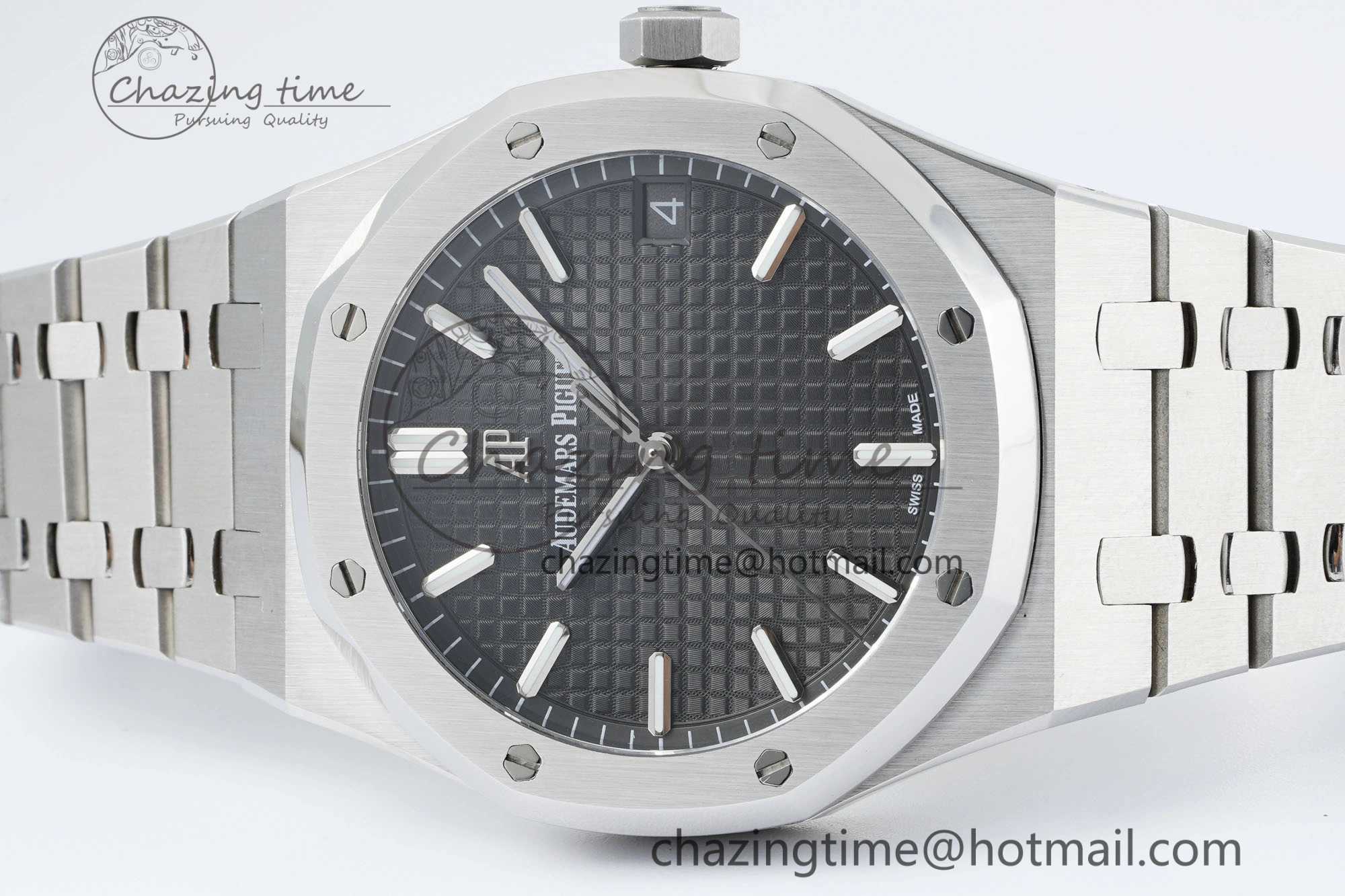 Royal Oak 41mm 15500 SS IPF 1:1 Best Edition Gray Textured Dial on SS Bracelet SA4302 Super Clone GoodFit 4690