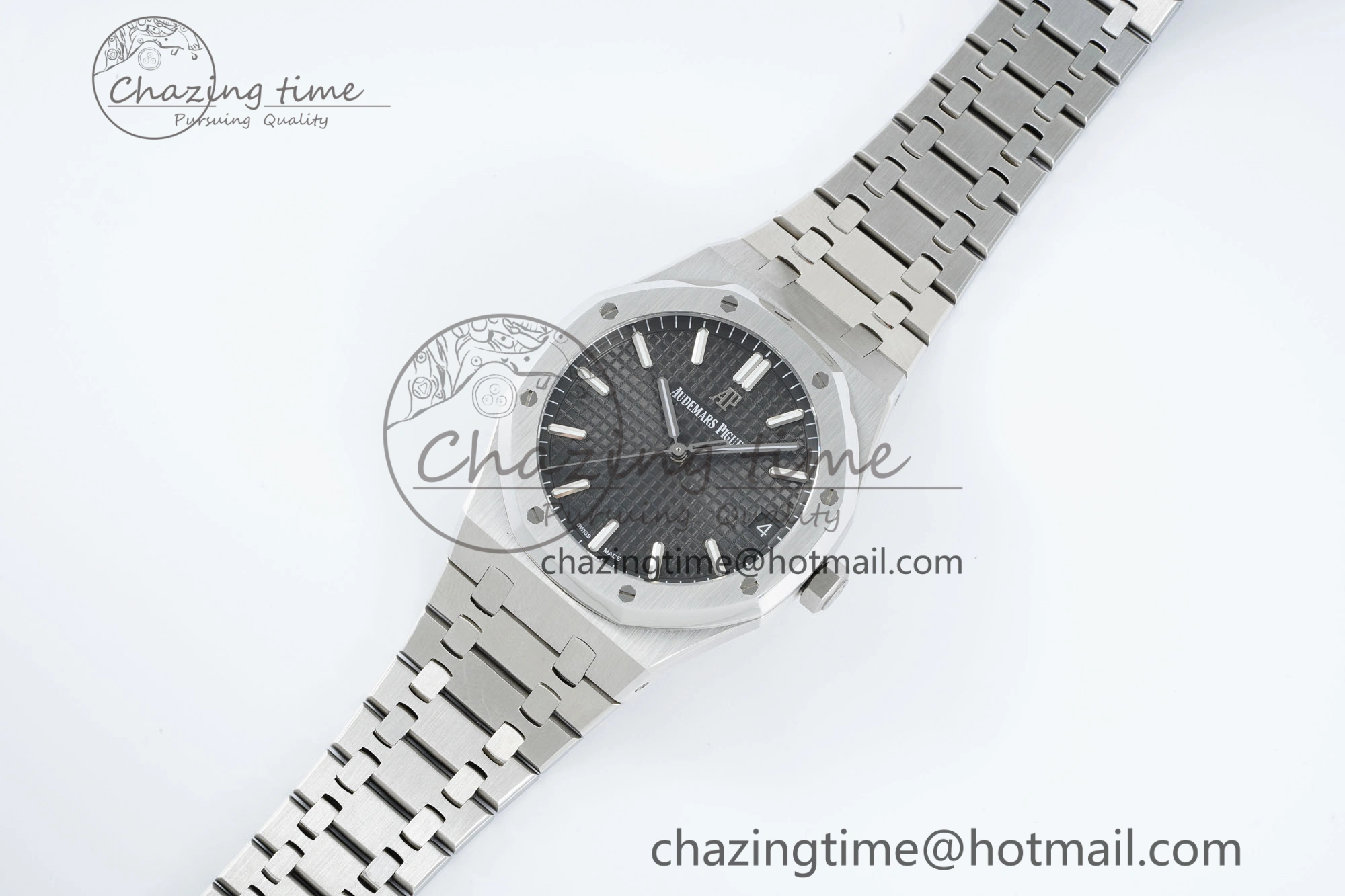 Royal Oak 41mm 15500 SS IPF 1:1 Best Edition Gray Textured Dial on SS Bracelet SA4302 Super Clone GoodFit 4690