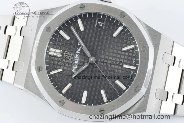 Royal Oak 41mm 15500 SS IPF 1:1 Best Edition Gray Textured Dial on SS Bracelet SA4302 Super Clone GoodFit 4690