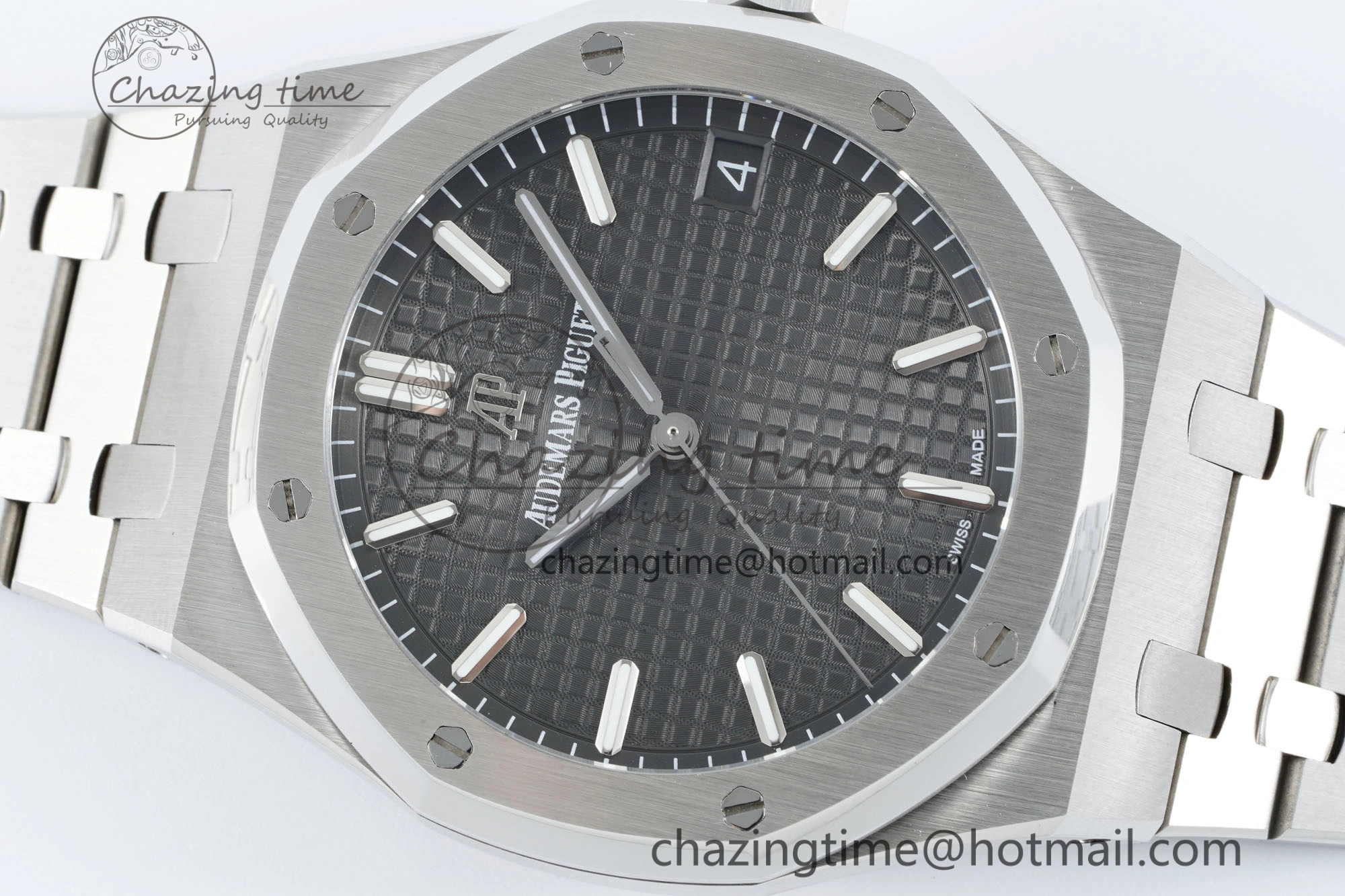 Royal Oak 41mm 15500 SS IPF 1:1 Best Edition Gray Textured Dial on SS Bracelet SA4302 Super Clone GoodFit 4690