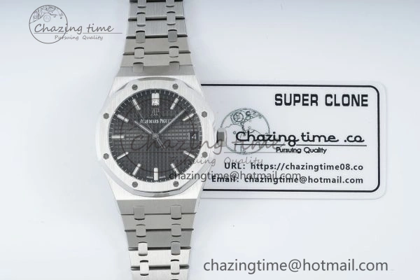 Royal Oak 41mm 15500 SS IPF 1:1 Best Edition Gray Textured Dial on SS Bracelet SA4302 Super Clone GoodFit 4690
