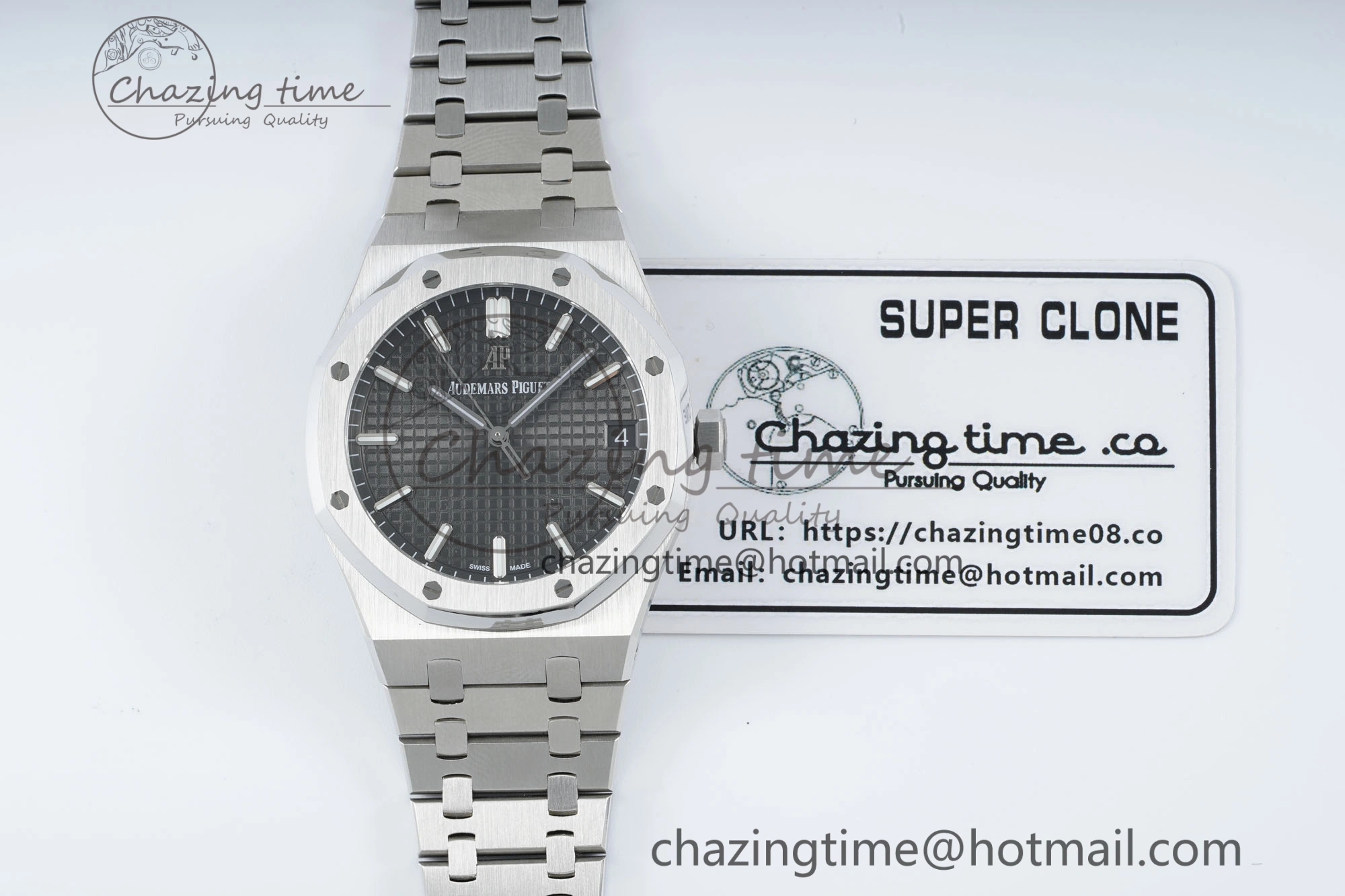 Royal Oak 41mm 15500 SS IPF 1:1 Best Edition Gray Textured Dial on SS Bracelet SA4302 Super Clone GoodFit 4690