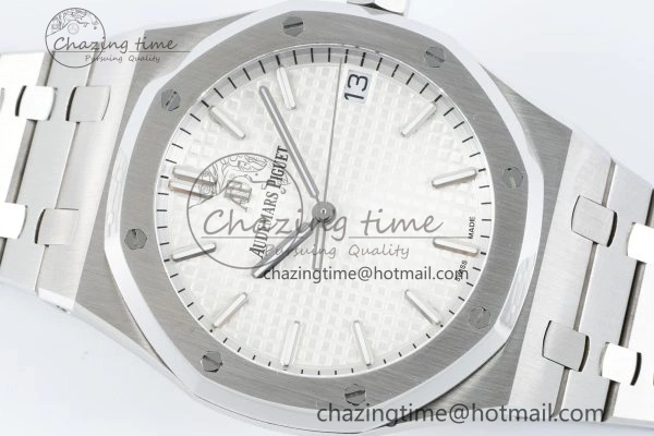 Royal Oak 41mm 15500 SS IPF 1:1 Best Edition White Textured Dial on SS Bracelet SA4302 Super Clone Colorful 4691