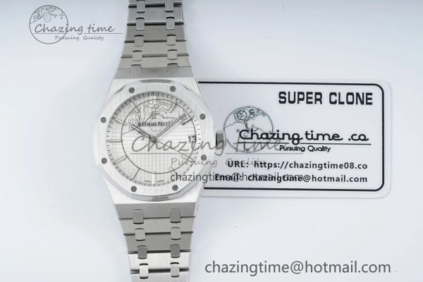 Royal Oak 41mm 15500 SS IPF 1:1 Best Edition White Textured Dial on SS Bracelet SA4302 Super Clone Colorful 4691