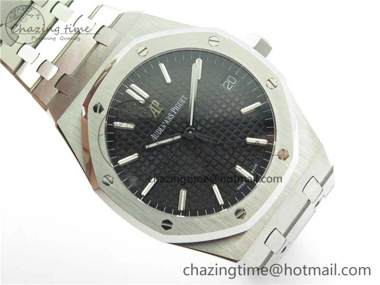 EyeCatching Royal Oak 41mm 15500 SS OMF Best Edition Black Textured Dial on SS Bracelet A 4856