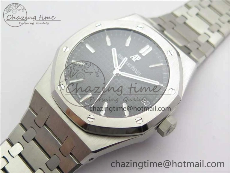 EyeCatching Royal Oak 41mm 15500 SS OMF Best Edition Black Textured Dial on SS Bracelet A 4856