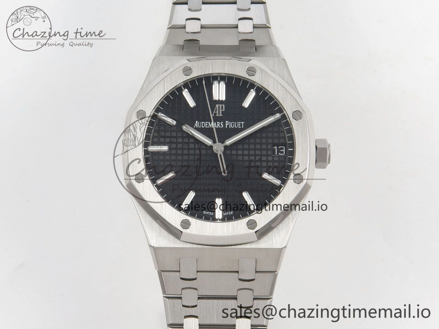 WrinkleFree Royal Oak 41mm 15500 SS RSF 1:1 Best Edition Black Dial on SS Bracelet SA4302 Super Clone 4210