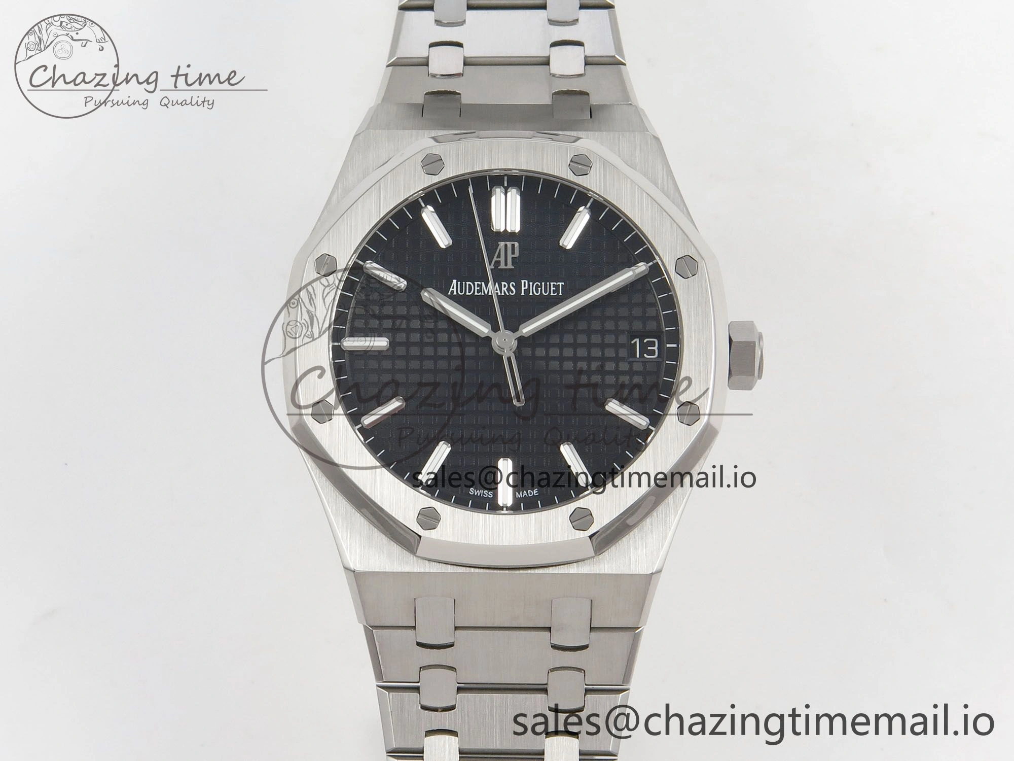 WrinkleFree Royal Oak 41mm 15500 SS RSF 1:1 Best Edition Black Dial on SS Bracelet SA4302 Super Clone 4210