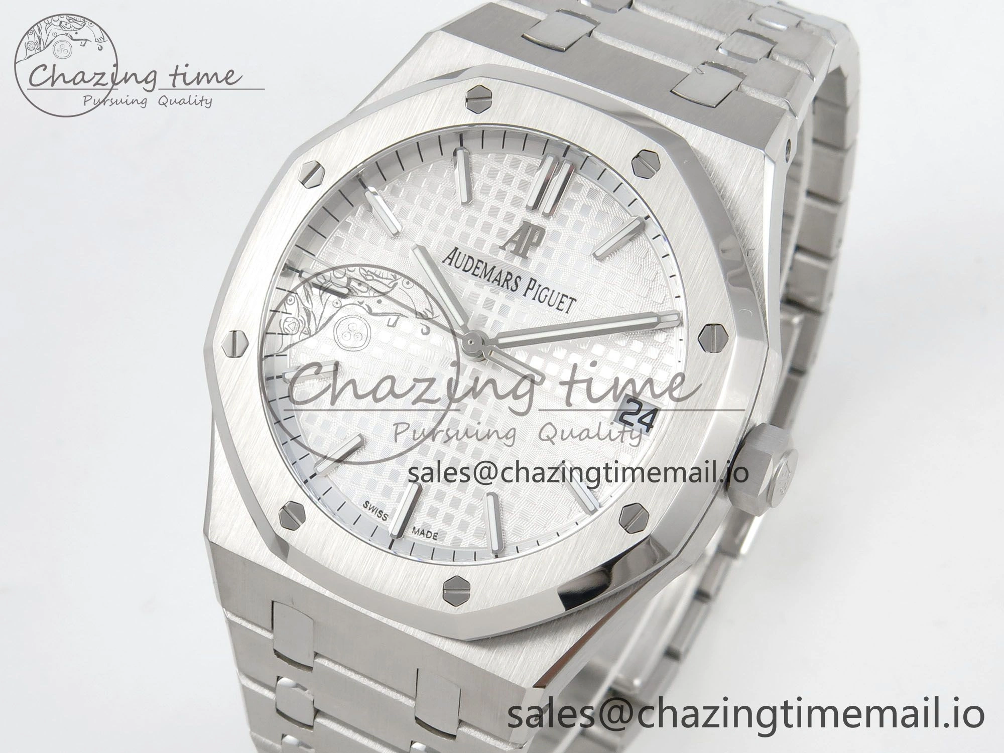 Royal Oak 41mm 15500 SS RSF 1:1 Best Edition White Dial on SS Bracelet SA4302 Super Clone Versatile 4208