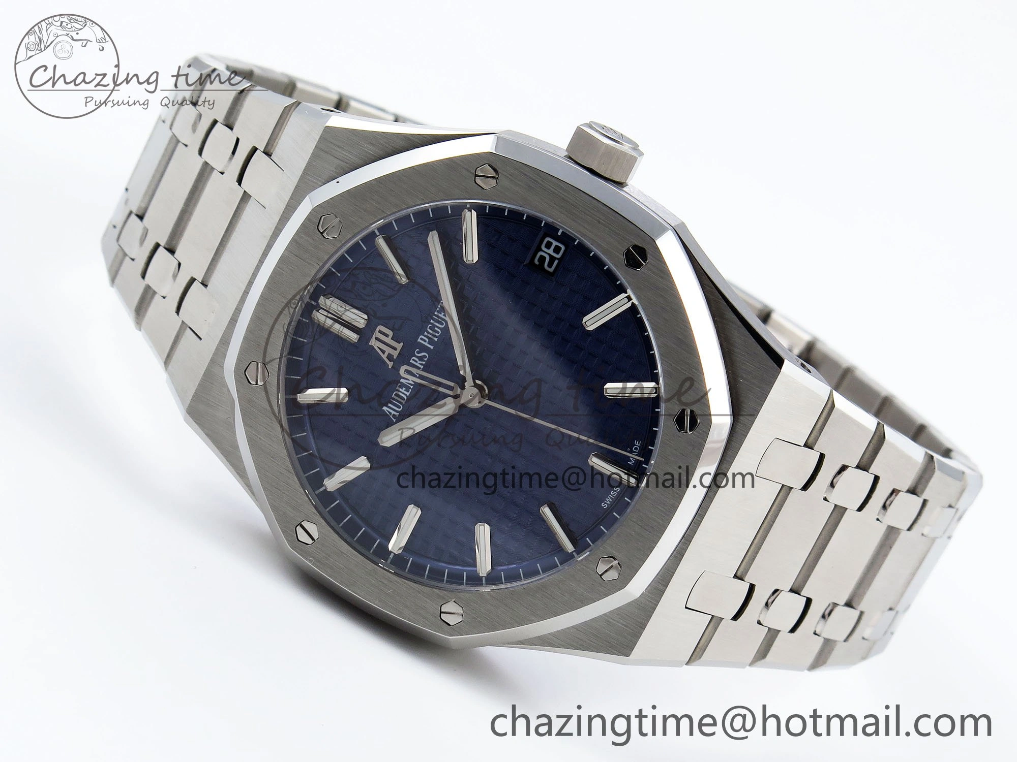 TopPick Royal Oak 41mm 15500 SS SF 1:1 Best Edition Blue Dial on SS Bracelet SA4302 Super Clone 4453
