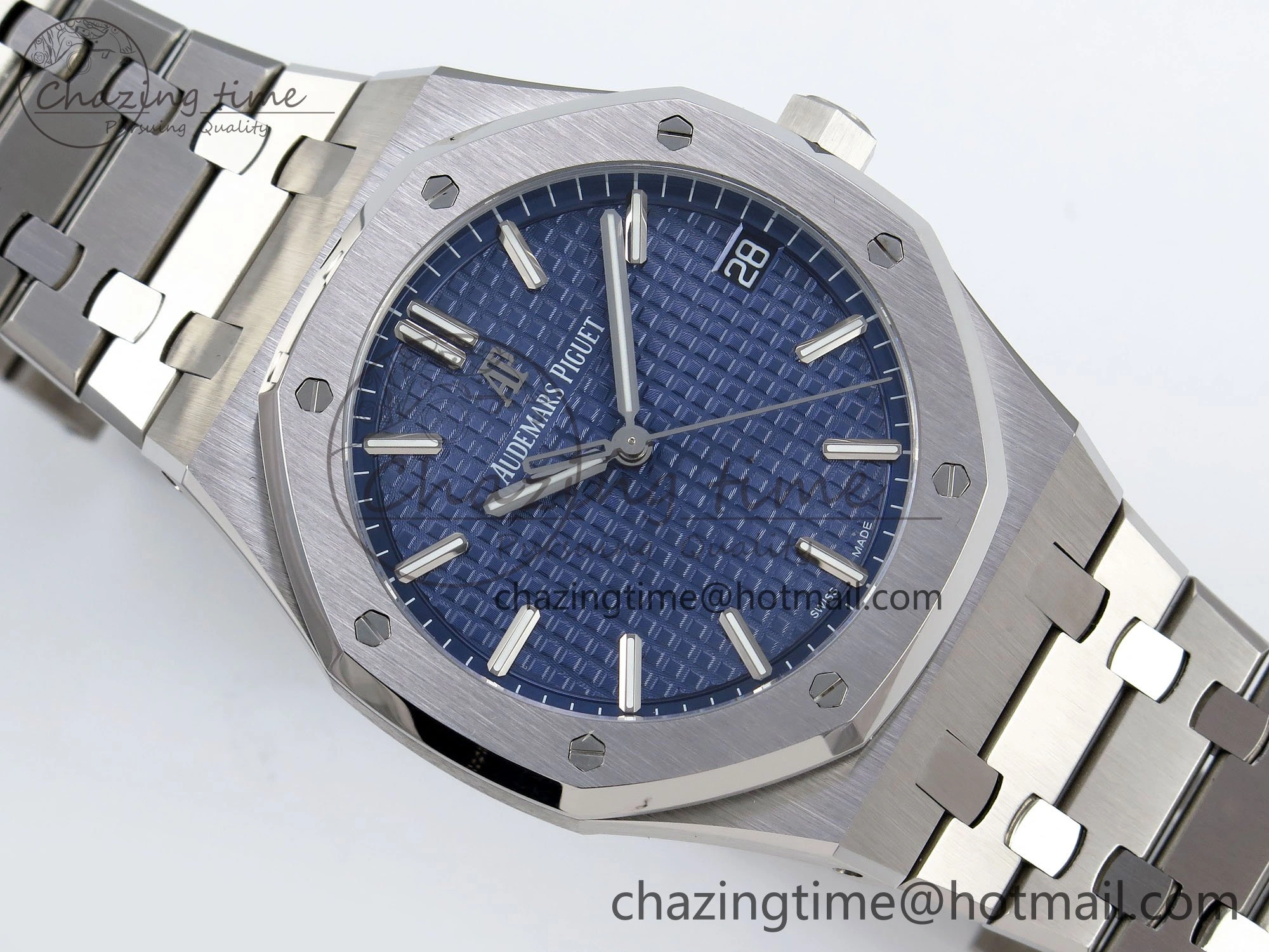 TopPick Royal Oak 41mm 15500 SS SF 1:1 Best Edition Blue Dial on SS Bracelet SA4302 Super Clone 4453