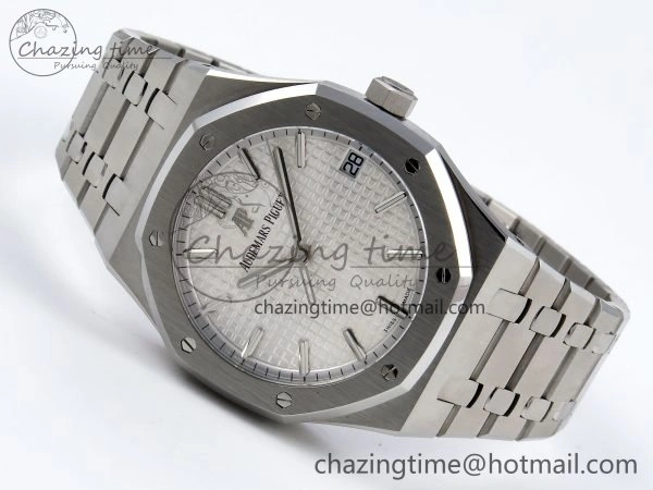 Royal Oak 41mm 15500 SS SF 1:1 Best Edition White Dial on SS Bracelet SA4302 Super Clone Flexible 4449