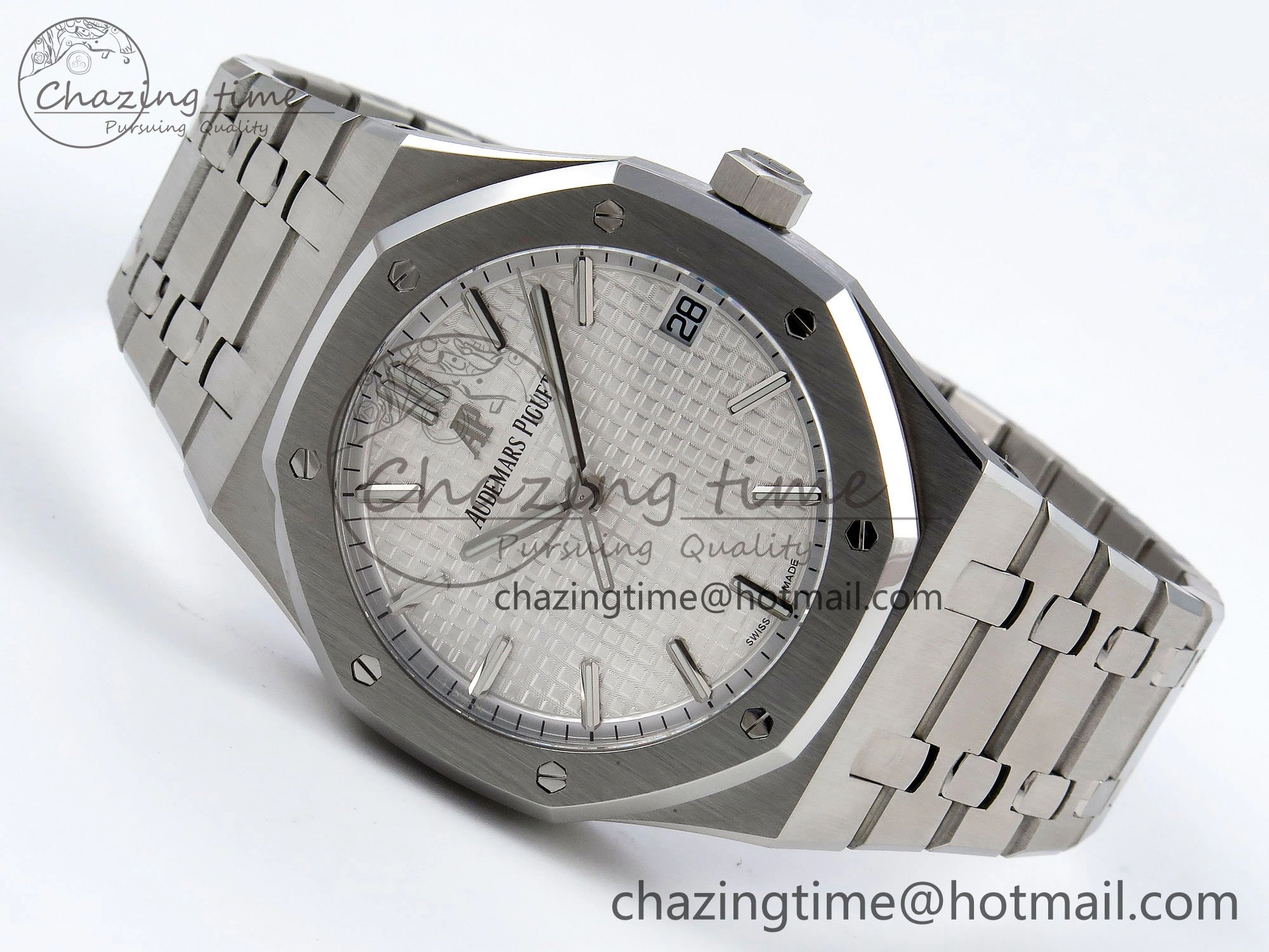 Royal Oak 41mm 15500 SS SF 1:1 Best Edition White Dial on SS Bracelet SA4302 Super Clone Flexible 4449