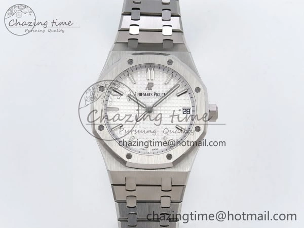 Royal Oak 41mm 15500 SS SF 1:1 Best Edition White Dial on SS Bracelet SA4302 Super Clone Flexible 4449