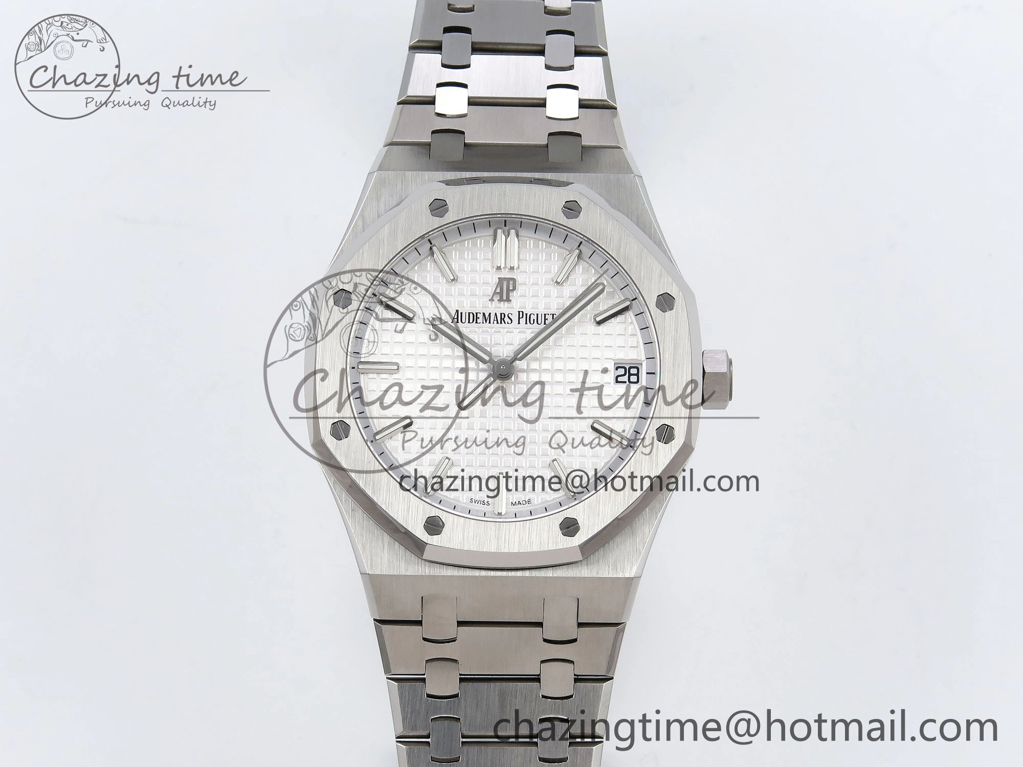 Royal Oak 41mm 15500 SS SF 1:1 Best Edition White Dial on SS Bracelet SA4302 Super Clone Flexible 4449