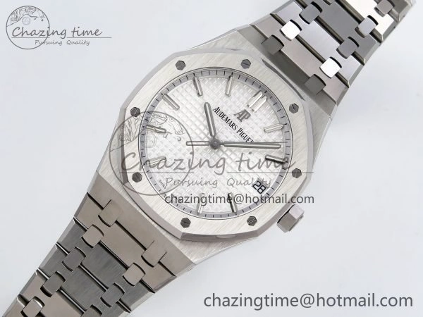 Royal Oak 41mm 15500 SS SF 1:1 Best Edition White Dial on SS Bracelet SA4302 Super Clone Flexible 4449