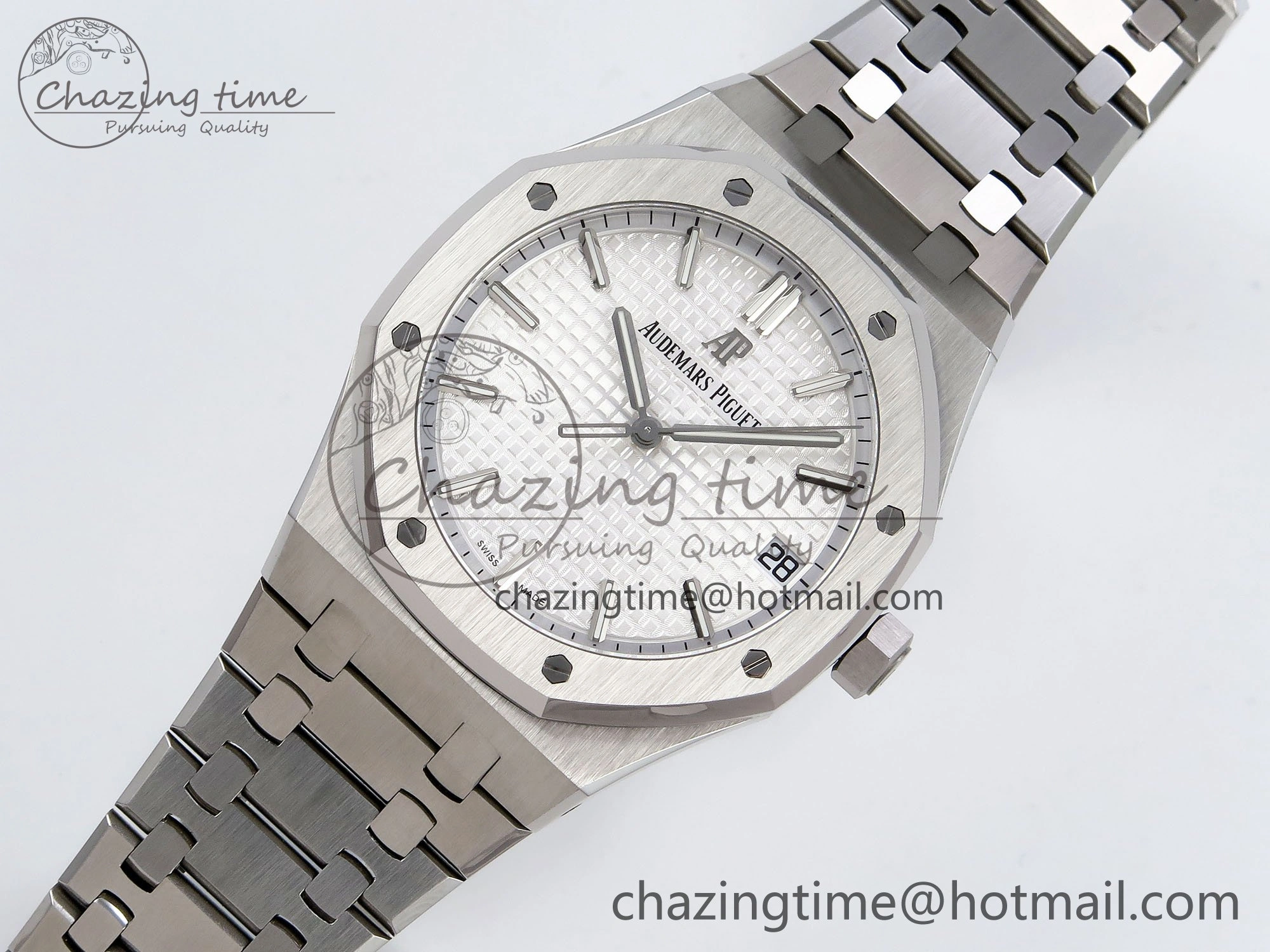 Royal Oak 41mm 15500 SS SF 1:1 Best Edition White Dial on SS Bracelet SA4302 Super Clone Flexible 4449