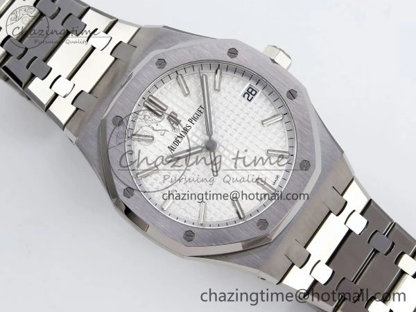 Royal Oak 41mm 15500 SS SF 1:1 Best Edition White Dial on SS Bracelet SA4302 Super Clone Flexible 4449