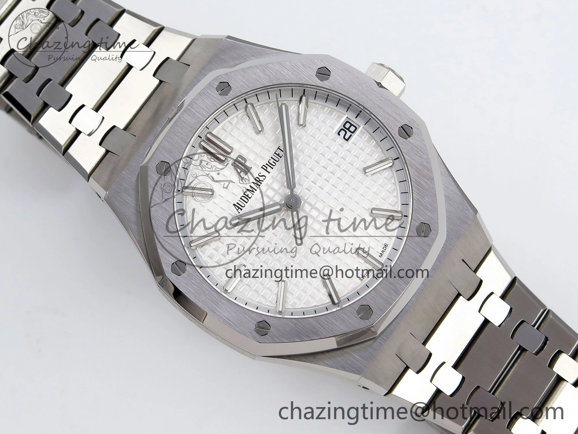 Royal Oak 41mm 15500 SS SF 1:1 Best Edition White Dial on SS Bracelet SA4302 Super Clone Flexible 4449
