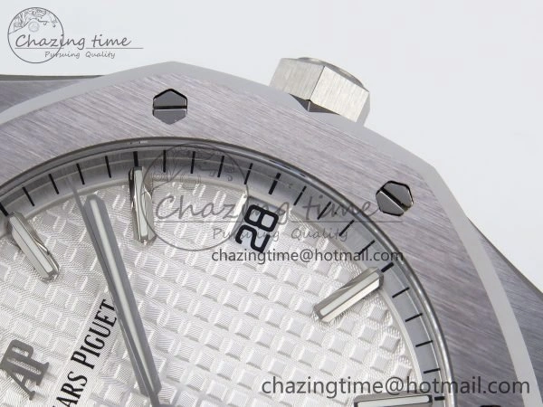 Royal Oak 41mm 15500 SS SF 1:1 Best Edition White Dial on SS Bracelet SA4302 Super Clone Flexible 4449